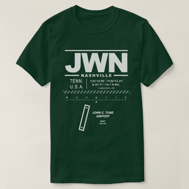 John C. Tune Airport JWN T-Shirt (Design Front)