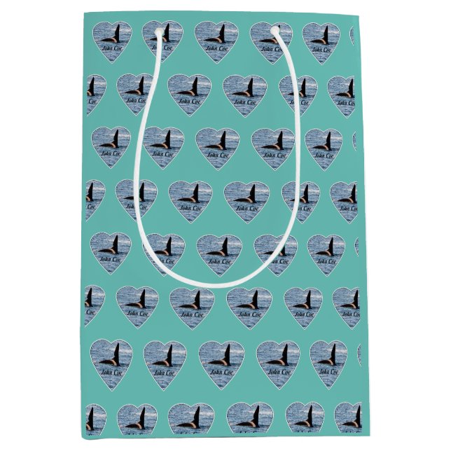 John Coe Orca Personalised Marine Life Teal Medium Gift Bag (Front)