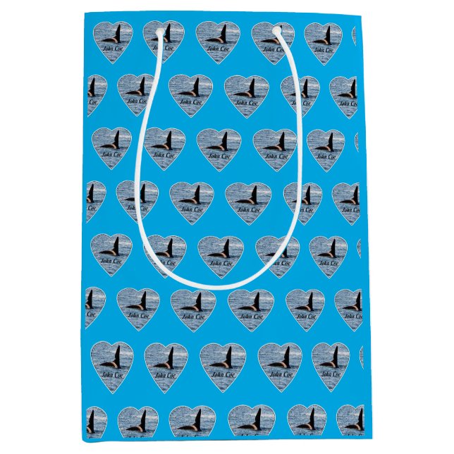 John Coe Orca Whale Customisable Ocean Blue Design Medium Gift Bag (Front)