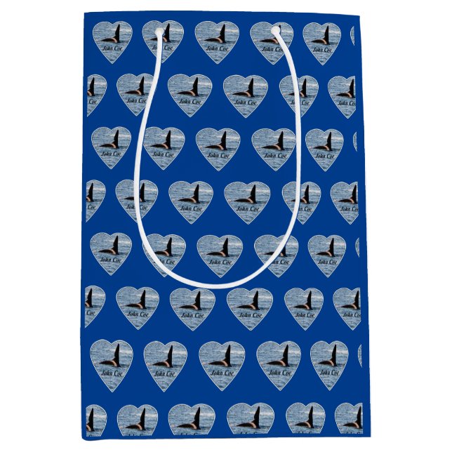 John Coe Orca Whale Personalised Ocean Navy Medium Gift Bag (Front)