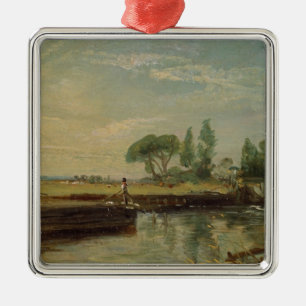 John Constable A Barge below Flatford Lock, c.18 Metal Tree Decoration