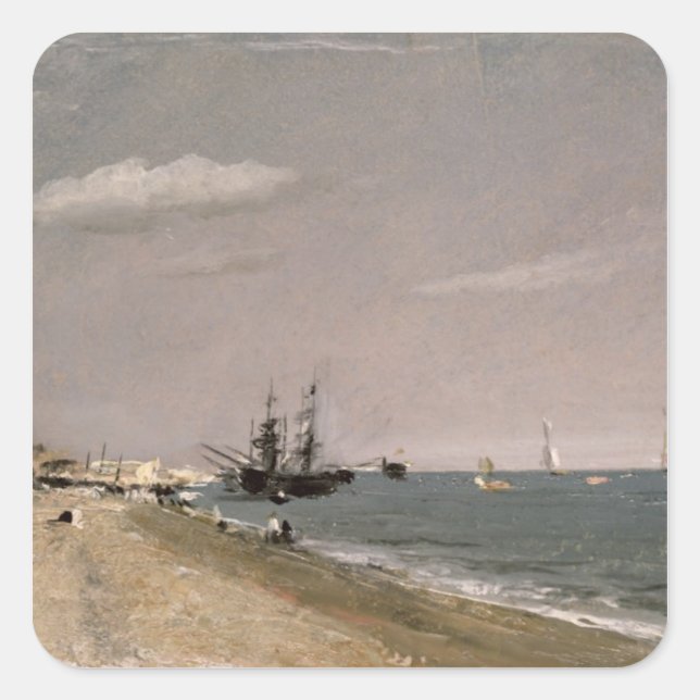 John Constable | Brighton Beach with colliers, 182 Square Sticker (Front)
