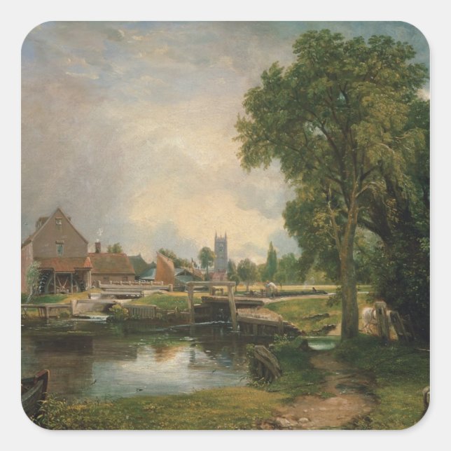 John Constable | Dedham Lock and Mill, 1820 Square Sticker (Front)