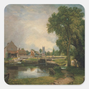 John Constable   Dedham Lock and Mill, 1820 Square Sticker