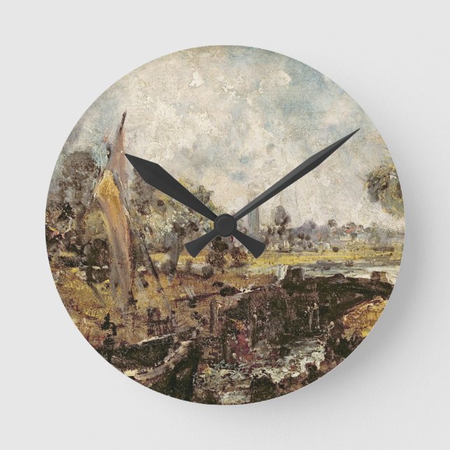 John Constable | Dedham Lock, c.1820 (oil on canva Round Clock (Front)