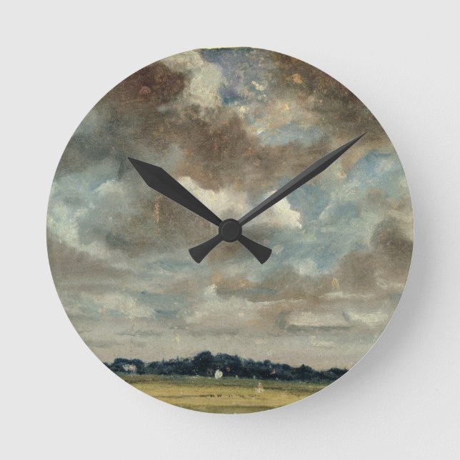 John Constable | Extensive Landscape with Grey Clo Round Clock (Front)
