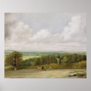 John Constable Landscape: Ploughing Scene in Suf Poster