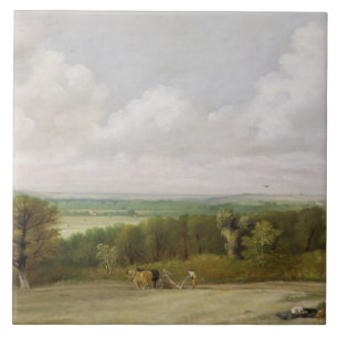 John Constable Landscape: Ploughing Scene in Suf Tile