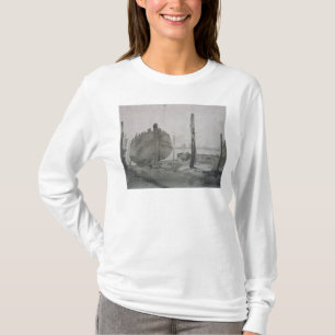 John Constable River Scene with Vessel at Sunset T-Shirt