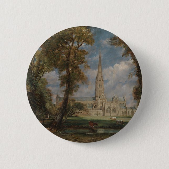 John Constable | Salisbury Cathedral from the Bish 6 Cm Round Badge (Front)