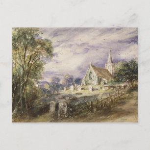John Constable Stoke Poges Church, 1833 (w/c on Postcard