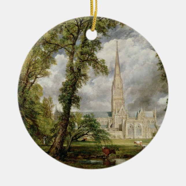 John Constable | View of Salisbury Cathedral from  Ceramic Tree Decoration (Front)