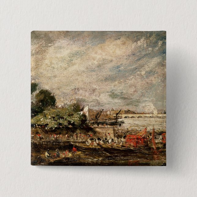 John Constable | Waterloo Bridge from above Whiteh 15 Cm Square Badge (Front)