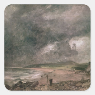 John Constable   Weymouth Bay with Approaching Sto Square Sticker