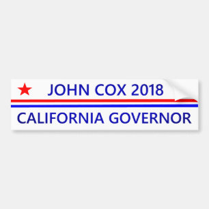 John Cox Governor California 2018 Bumper Sticker