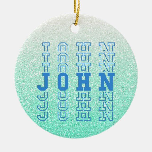 John Custom Boy Name Ceramic Tree Decoration (Front)