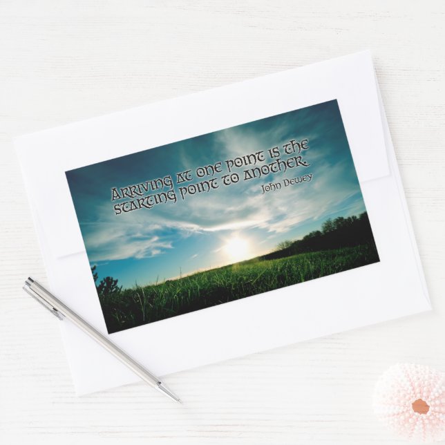 John Dewey Inspirational Quote "Starting point" Rectangular Sticker (Envelope)