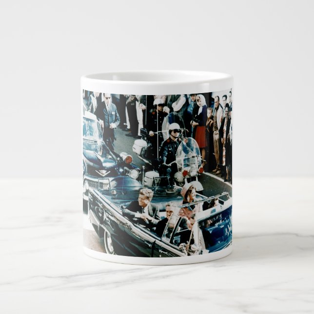 John F Kennedy and Jackie in the Motorcade Dallas Large Coffee Mug (Front)