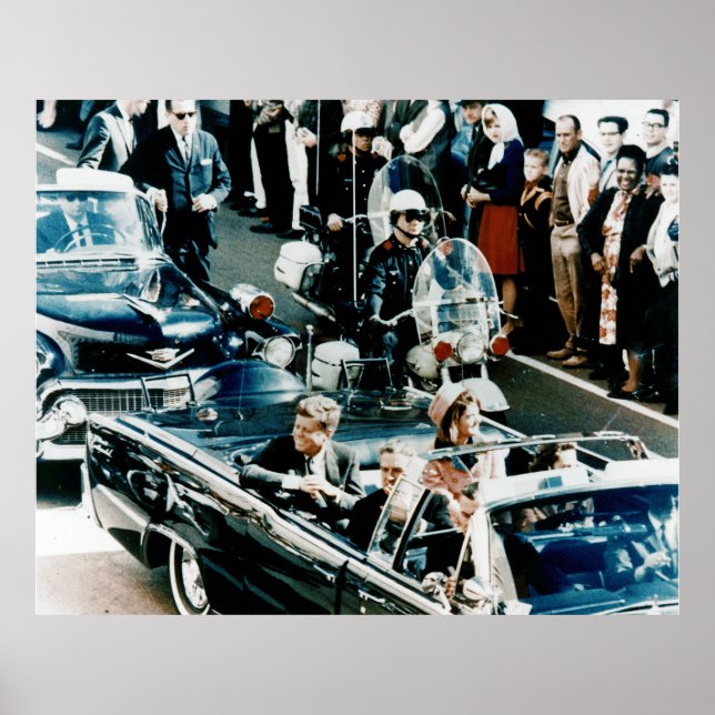 John F Kennedy and Jackie in the Motorcade Dallas Poster (Front)