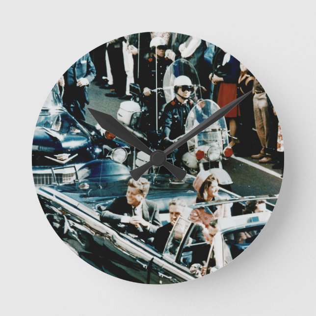 John F Kennedy and Jackie in the Motorcade Dallas Round Clock (Front)