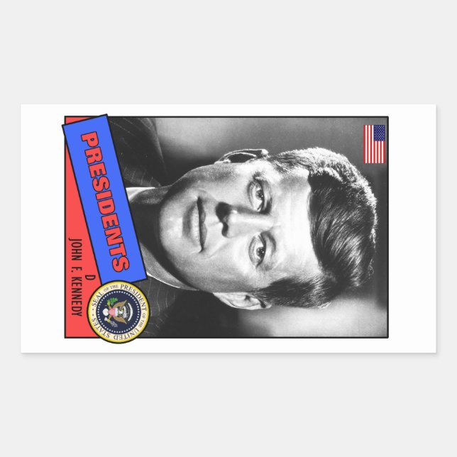 John F. Kennedy Baseball Card Rectangular Sticker (Front)
