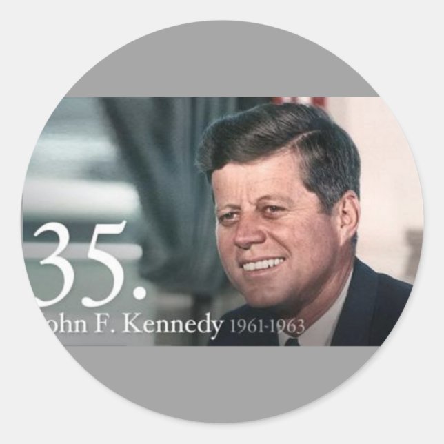 John F Kennedy Classic Round Sticker (Front)