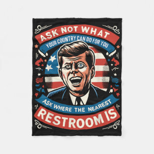 John F. Kennedy Funny Patriotic Toilet Meme 4th Of Fleece Blanket