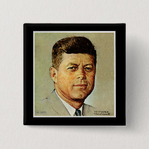 John F. Kennedy IN MEMORIAM 15 Cm Square Badge