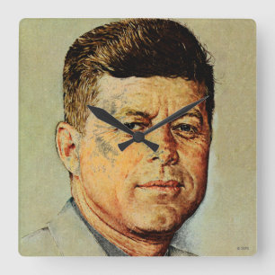 John F. Kennedy IN MEMORIAM Square Wall Clock