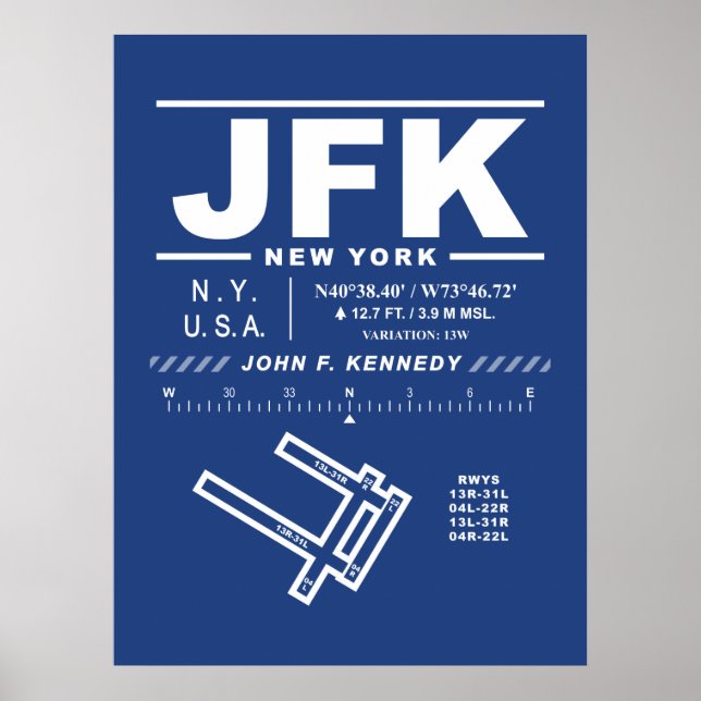 John F. Kennedy International Airport JFK Poster (Front)
