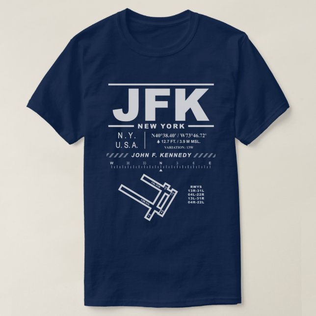 John F. Kennedy International Airport JFK T-Shirt (Design Front)
