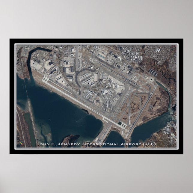 John F Kennedy Intl Airport New York Satellite Map Poster (Front)