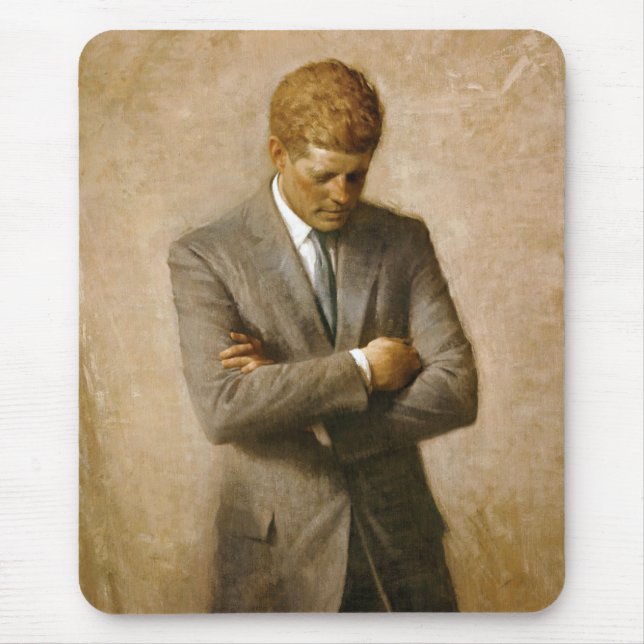 John F Kennedy Official Portrait by Aaron Shikler Mouse Mat (Front)