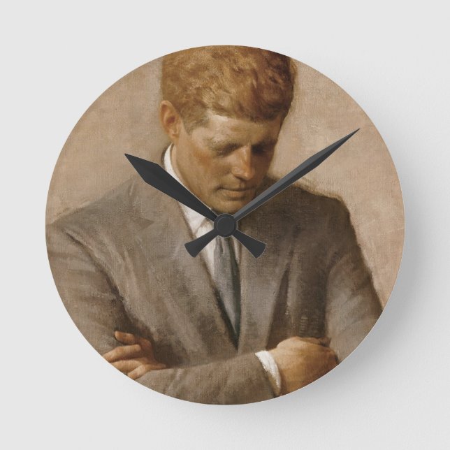 John F Kennedy Official Portrait Round Clock (Front)