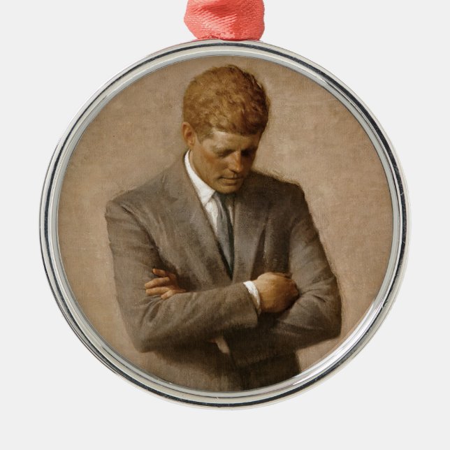 John F. Kennedy Official White House Portrait Metal Tree Decoration (Front)
