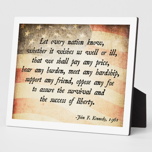 John. F Kennedy Quote Plaque (Side)