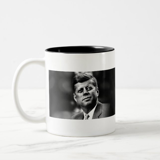 John F Kennedy Two-Tone Coffee Mug (Left)
