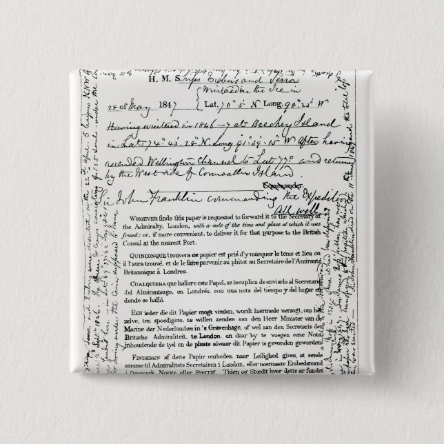 John Franklin's Message 15 Cm Square Badge (Front)