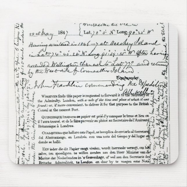 John Franklin's Message Mouse Mat (Front)