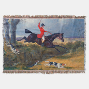 John Frederick Herring Foxhunt Clearing a Ditch Throw Blanket