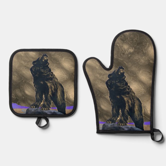 John Frew - Grizzly Bear Oven Mitt & Pot Holder Set (Front)