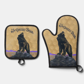 John Frew - Grizzly Bear Rag Oven Mitt & Pot Holder Set