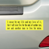 John Galt Oath bumper sticker (On Car)