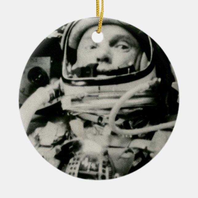 John Glenn & Firendship 7 - See Both Sides Ceramic Tree Decoration (Front)