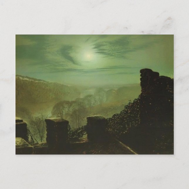 John Grimshaw- Full Moon behind Cirrus Cloud Postcard (Front)