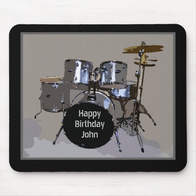 John, Happy Birthday, Drums Mouse Mat (Front)