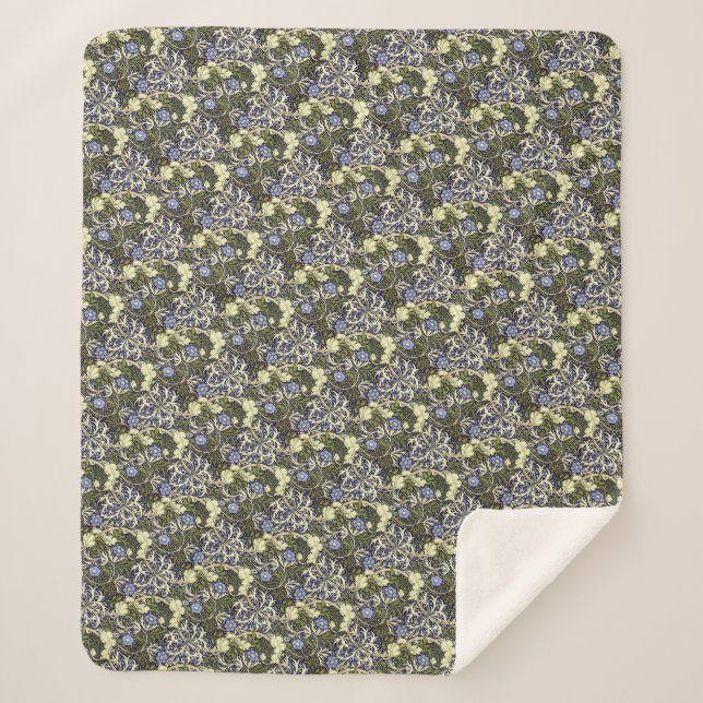 John Henry Dearle Seaweed Pattern Sherpa Blanket (Front)