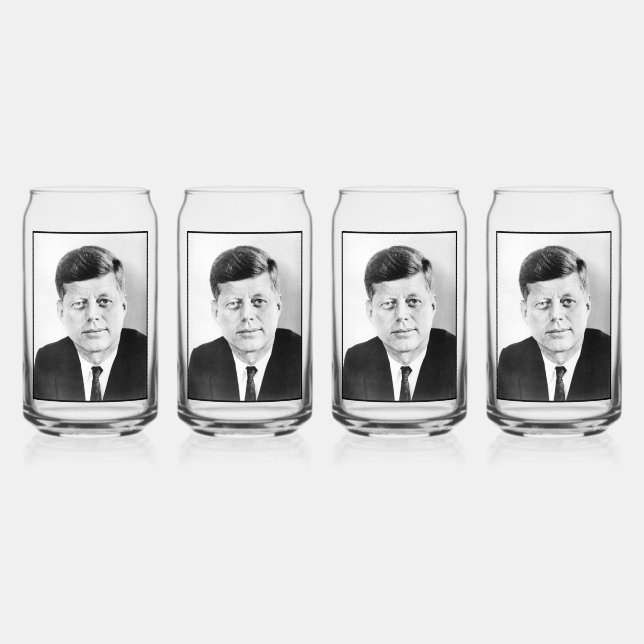 John Jack Kennedy US Presidential White House Can Glass (Front)
