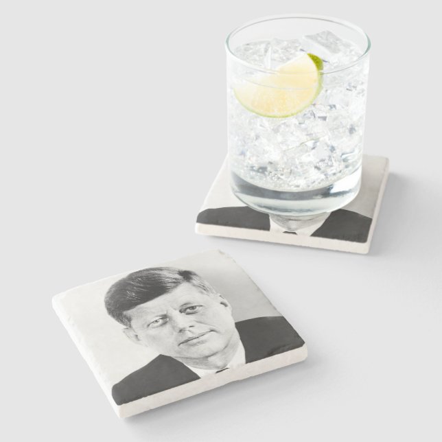 John Jack Kennedy US Presidential White House Stone Coaster (Side)