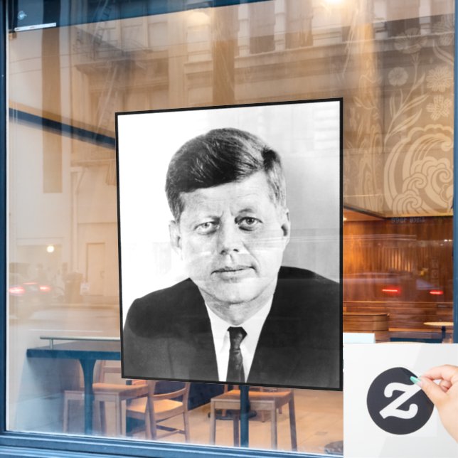 John Jack Kennedy US Presidential White House Window Cling (Cafe Window)